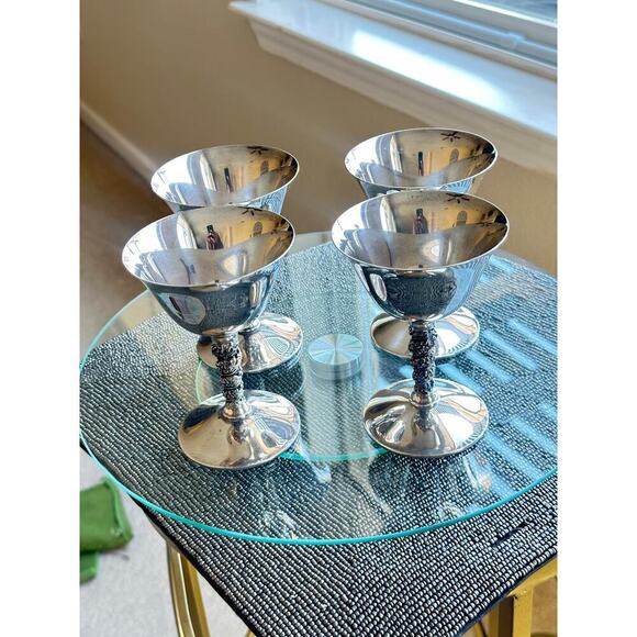 Valero Silver-Plated Goblets – Set of 4 – Made in Spain – Ornate Spanish VTG - Picture 4 of 10